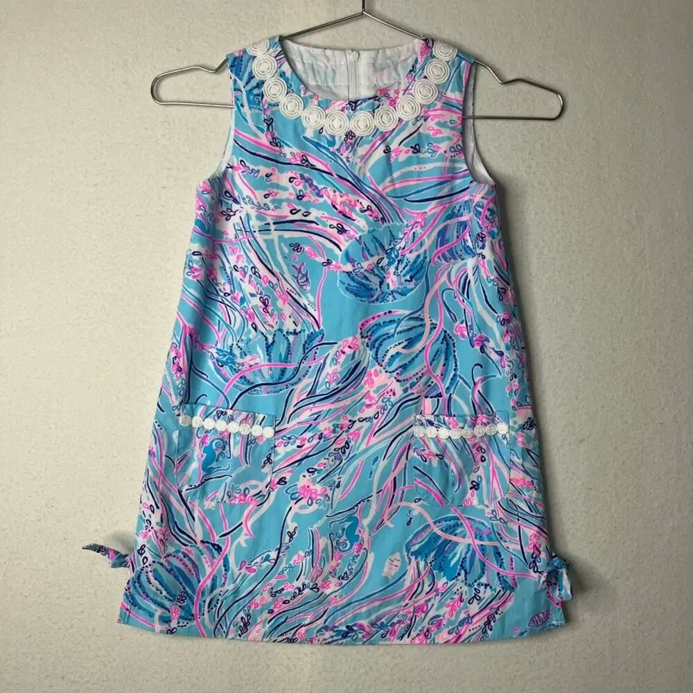 Lilly Pulitzer Jellyfish Nautical Dress 6 Girls Coastal Seahorse Ocean Colorful